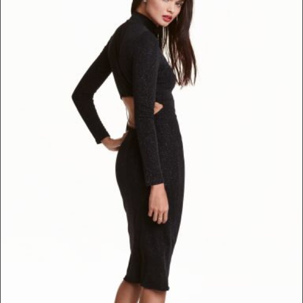 Form fitting dark black sparkle dress perfect for Christmas parties